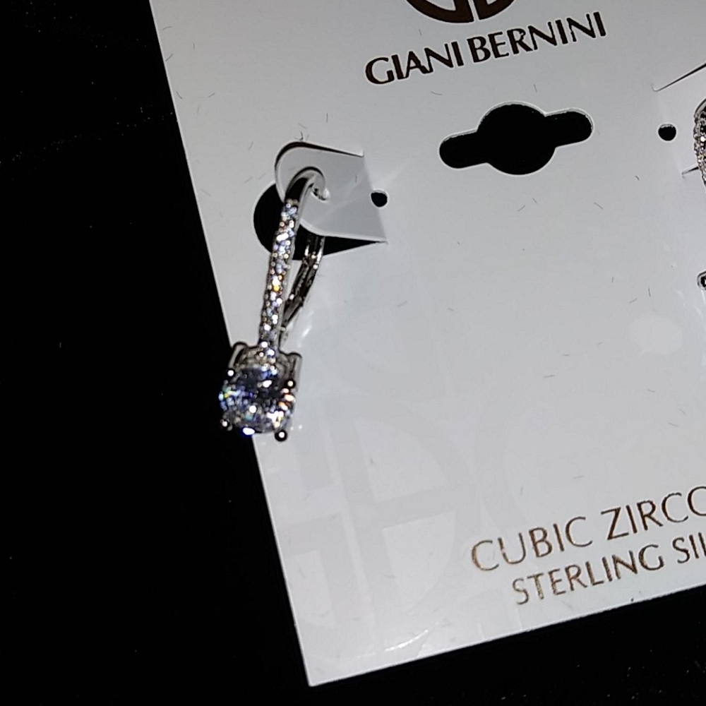⏬NWT GIANI BERNINI CZ DANGLING STER SILV EARRINGS - Picture 4 of 9